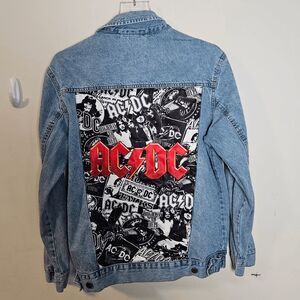 AC/DC Custom Denim Band Jacket Men's Blue Size Medium